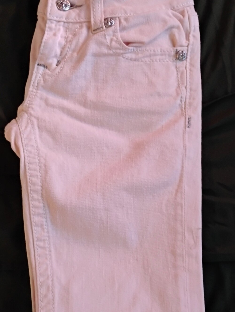 Miss Me Pale Pink Skinny Jeans with Jeweled Accents - Picture 3 of 7